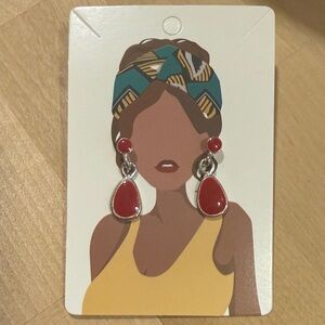Red & Silver Drop Earrings